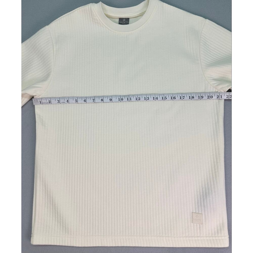 Saints Studio Ivory Ribbed Knit Regular Fit T Shirt Short Sleeve Mens Size Small - Picture 9 of 10